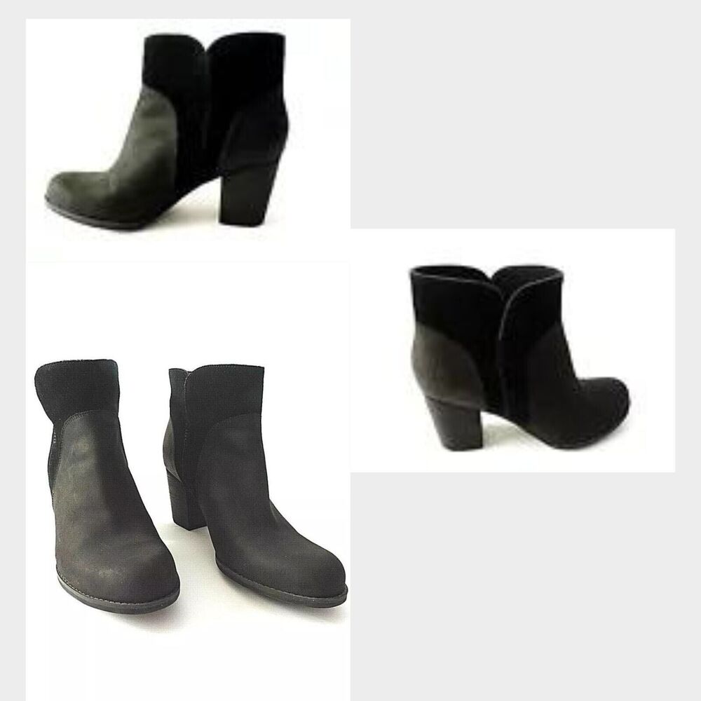 Timberland‎ Rudston Black Leather & Suede Block Heel Ankle Boots Size 9
